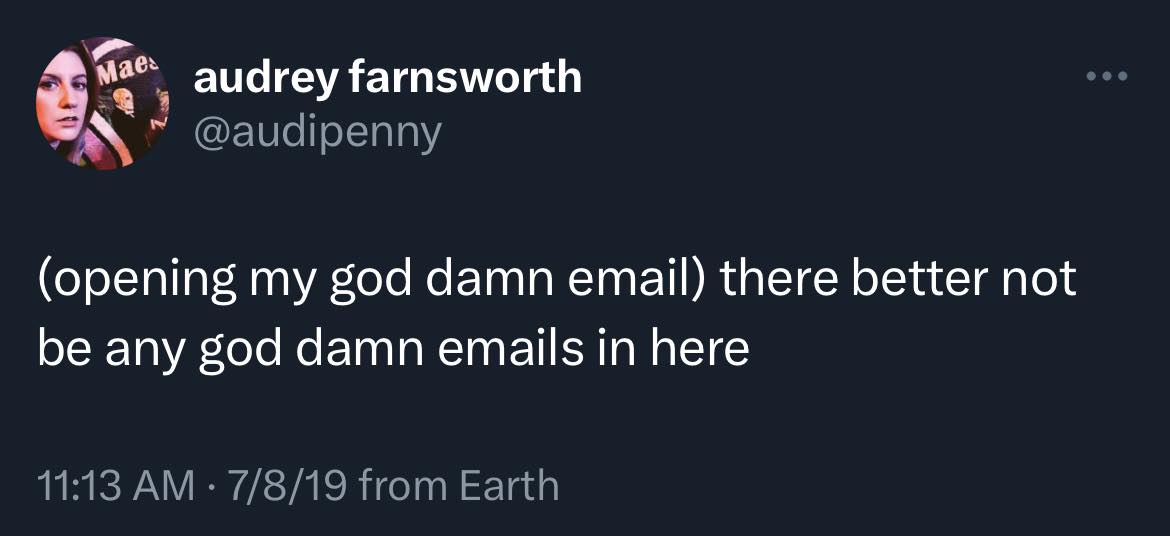 This meme is a humorous take on the frustration of dealing with an email that requires a response. The image is a screenshot of an email with a blank subject line and a brief, sarcastic message: "In 2-3 sentences, describe this meme for someone who cannot see it. Include any text that appears in the image."